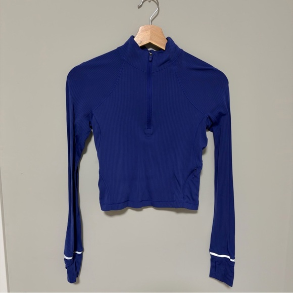 LULULEMON Its Rulu Run Cropped Half Zip Rib - Psychic - Picture 5 of 10